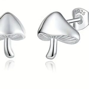 925 Sterling Silver Mushroom Stud Earrings NWT🔖